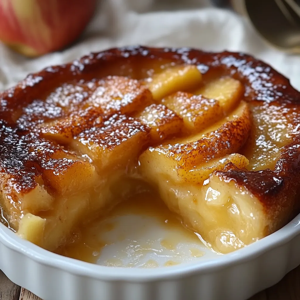 Pudin de manzana casero servido con crema batida
