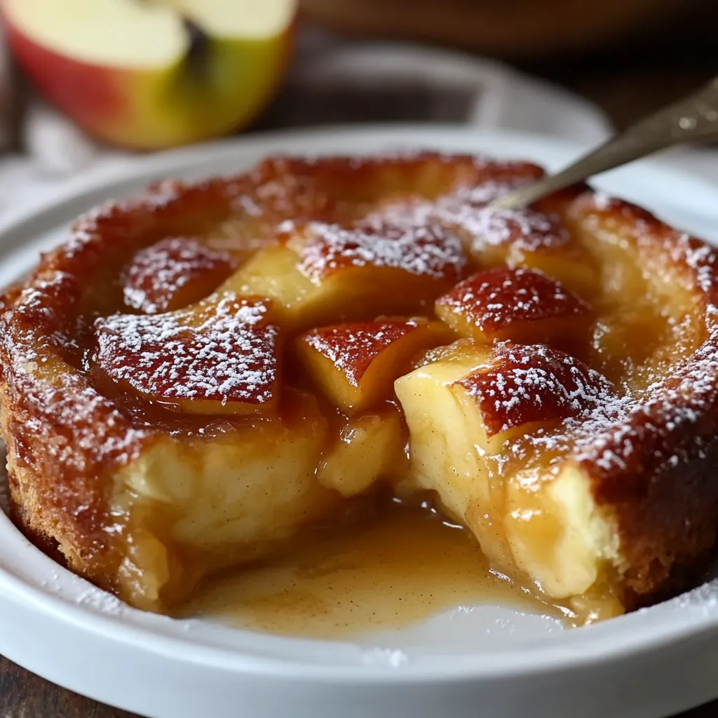 Pudin de manzana casero servido con crema batida