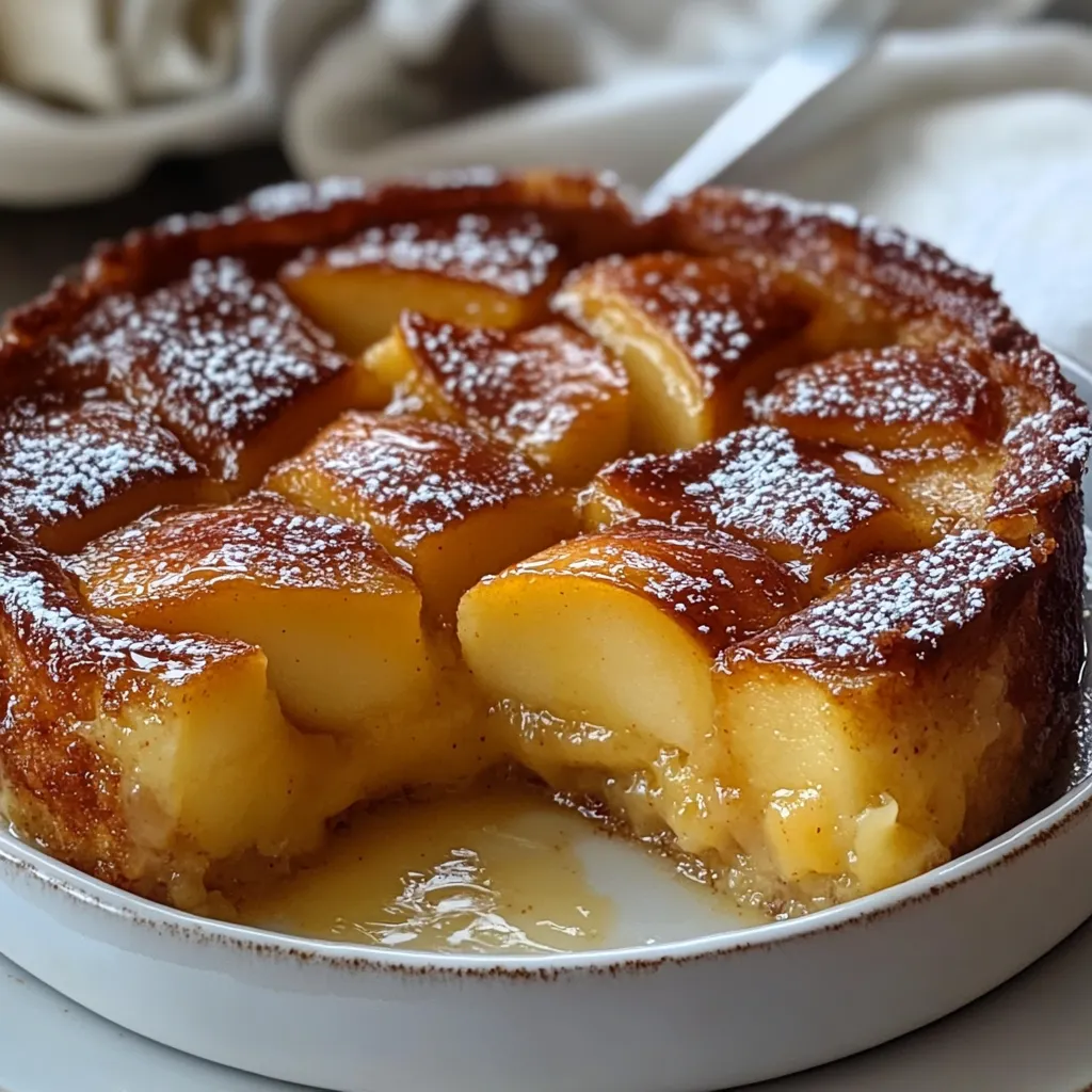 Pudin de manzana casero servido con crema batida