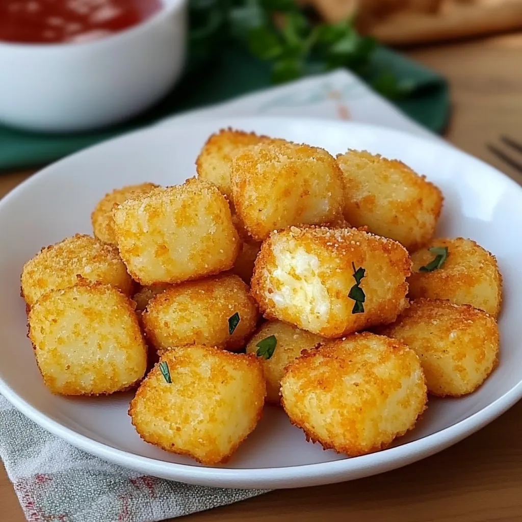 Deliciosos bocadillos de yuca dorados en un plato, servidos con salsa para acompañar.