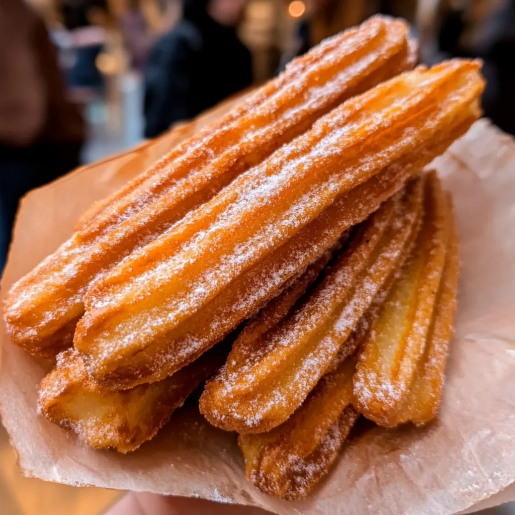 Churros caseros recién hechos acompañados de una taza de chocolate caliente espeso.