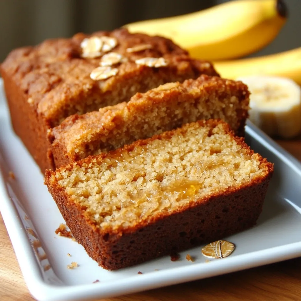 Pan de Banana Sin Harina recién horneado en un molde.