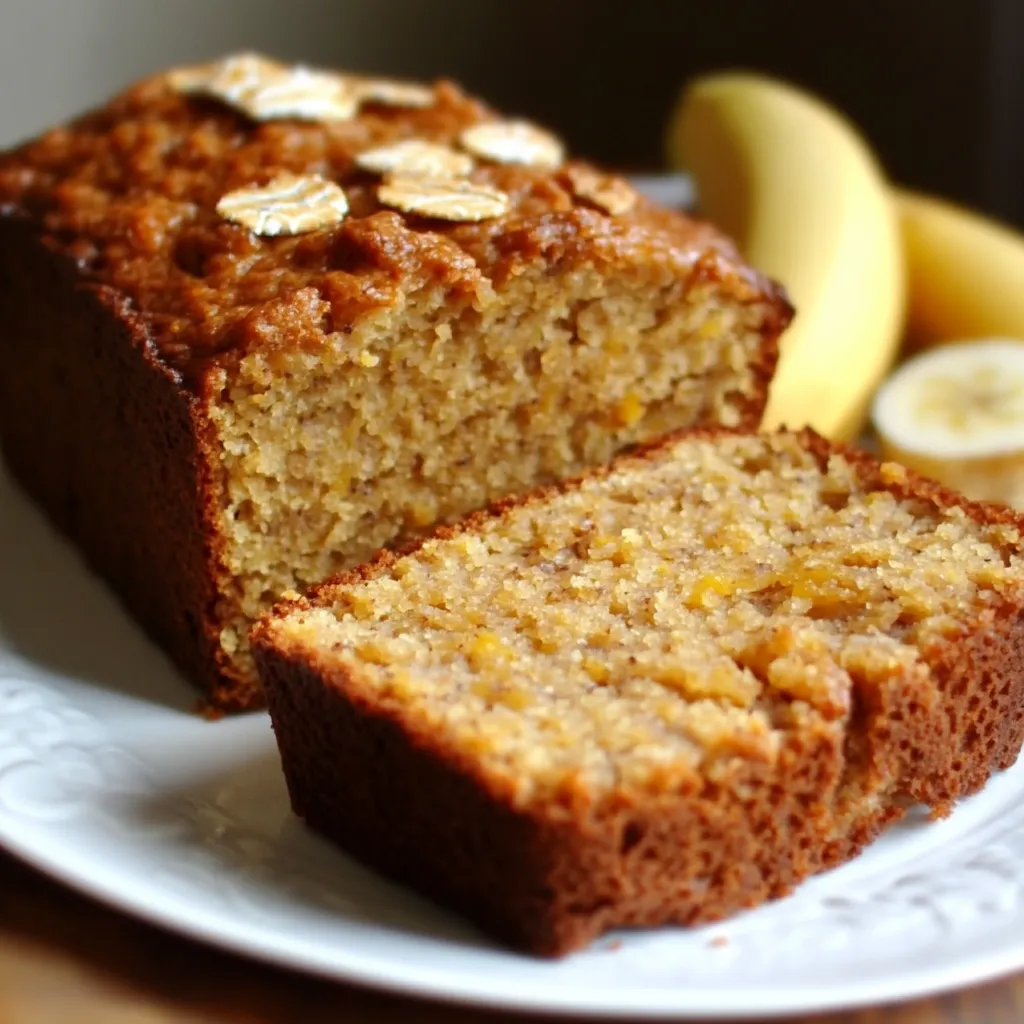 Pan de Banana Sin Harina recién horneado en un molde.
