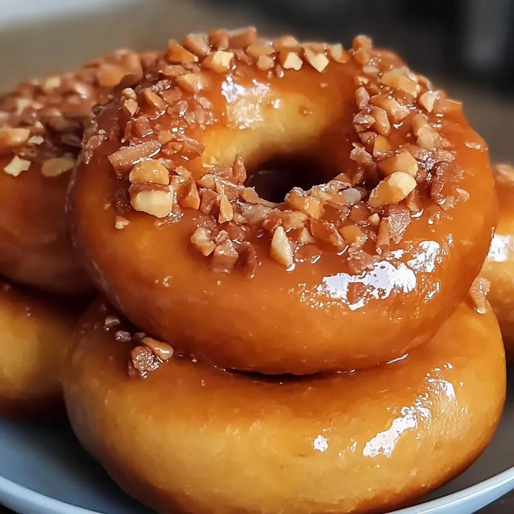 Donas caseras suaves y esponjosas decoradas con glaseado y azúcar glas.