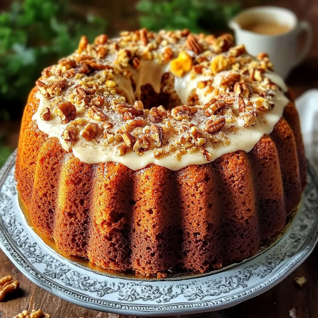 Tarta de zanahoria y nueces con frosting de queso crema, decorada con nueces.