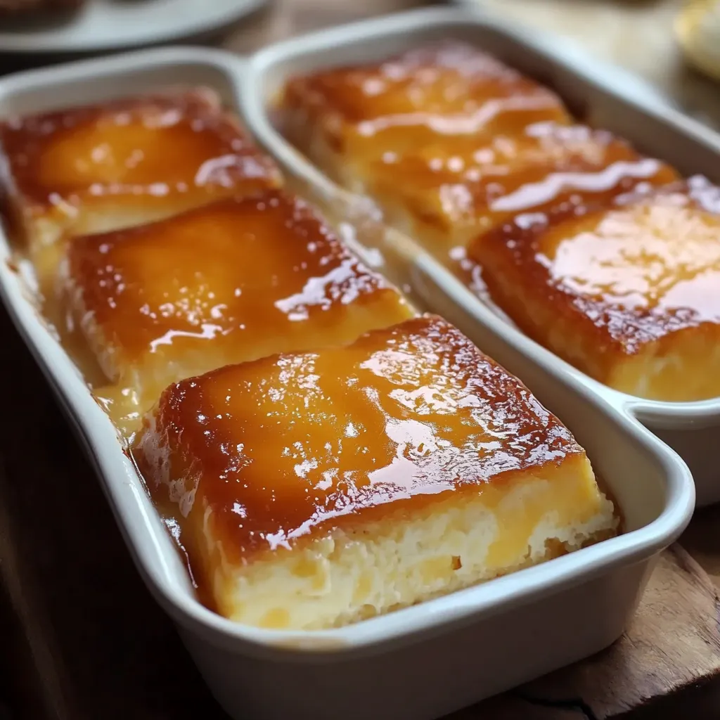 Budín de Panadería Tradicional servido con caramelo dorado en la parte superior, listo para disfrutar en cualquier ocasión.