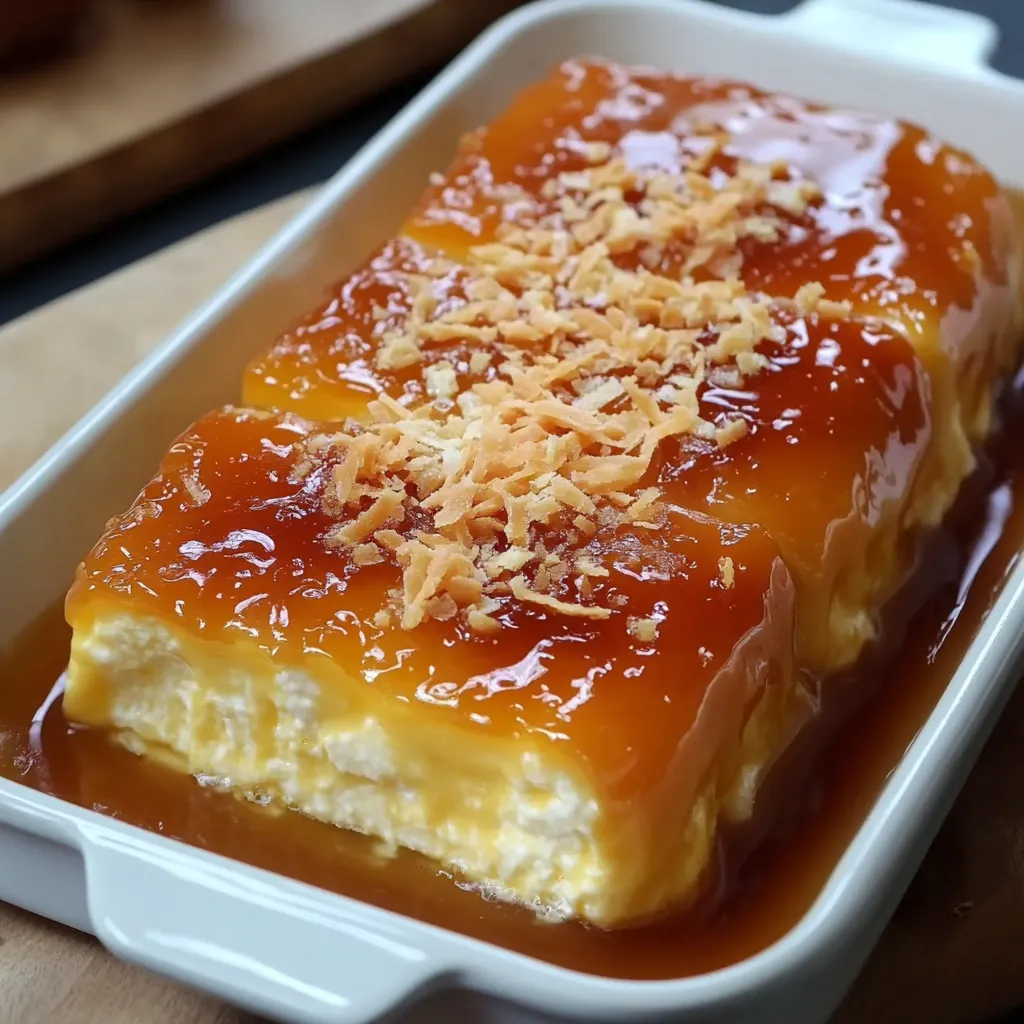 Budín de Panadería Tradicional servido con caramelo dorado en la parte superior, listo para disfrutar en cualquier ocasión.