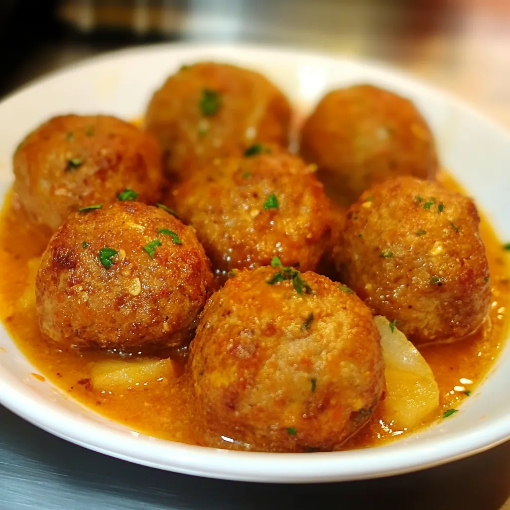 Preparación de albóndigas caseras con ingredientes frescos.