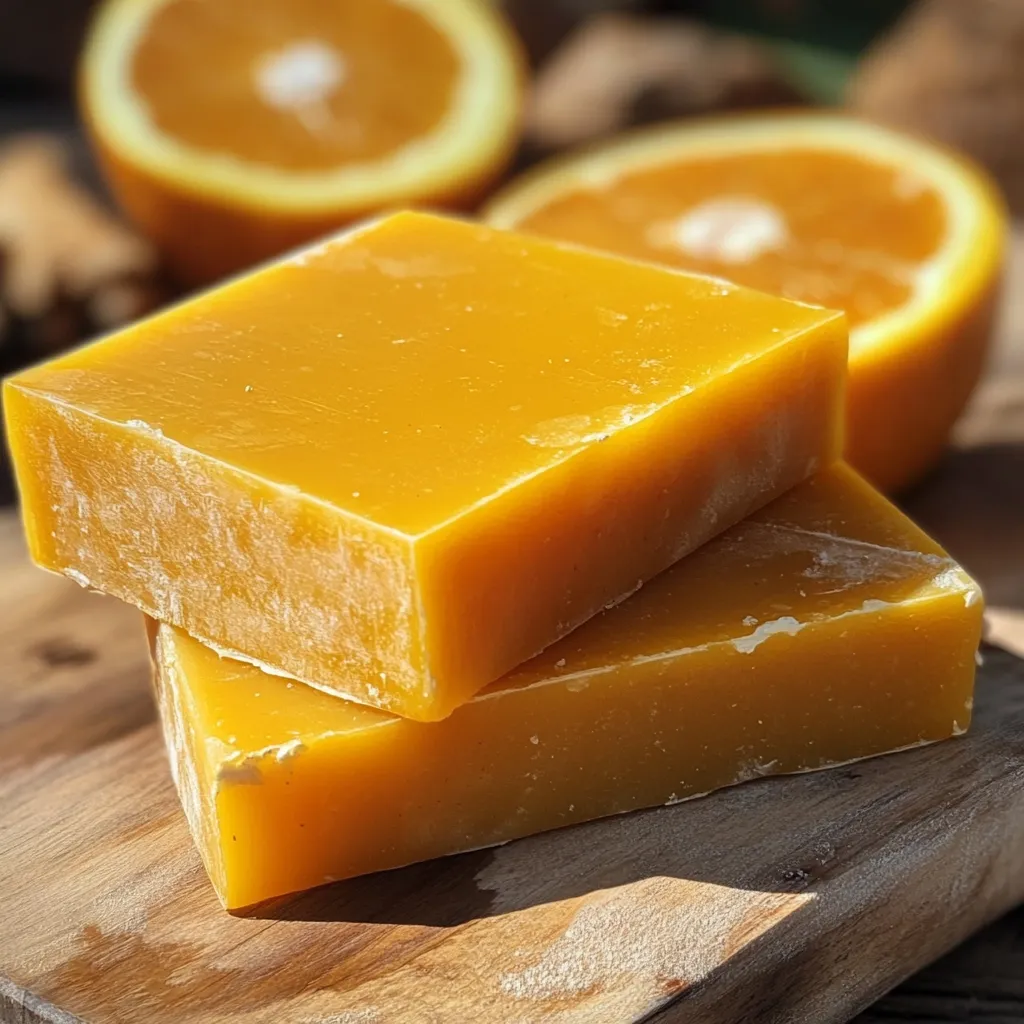 abón de cúrcuma y naranja en moldes de silicona, mostrando su color vibrante y textura suave.