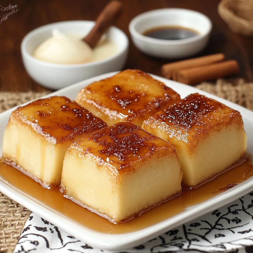 Budín de pan casero servido en un plato blanco, decorado con pasas y un toque de canela.