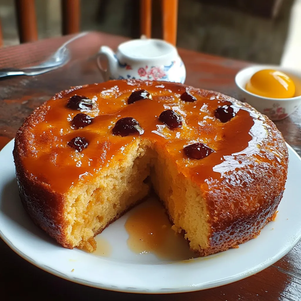 Budín de pan casero con caramelo dorado en la parte superior y una textura cremosa.