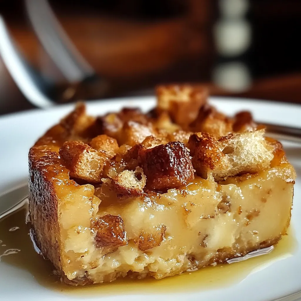 Budín de Pan Puertorriqueño recién horneado con caramelo dorado