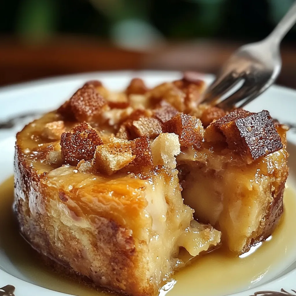 Budín de Pan Puertorriqueño recién horneado con caramelo dorado