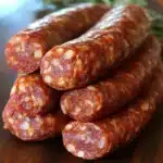 Proceso de embutido del chorizo casero con tripas naturales.