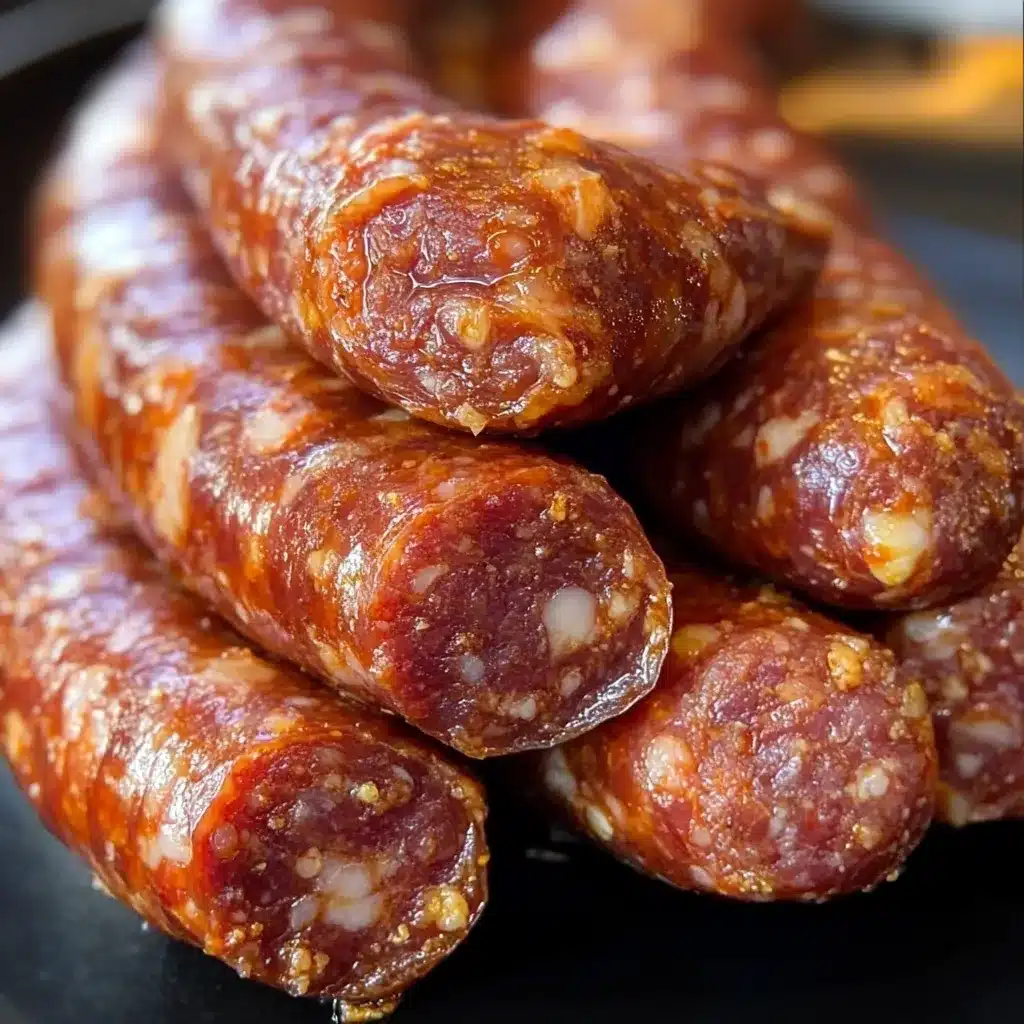 Chorizo cocinado en sartén con un dorado perfecto.