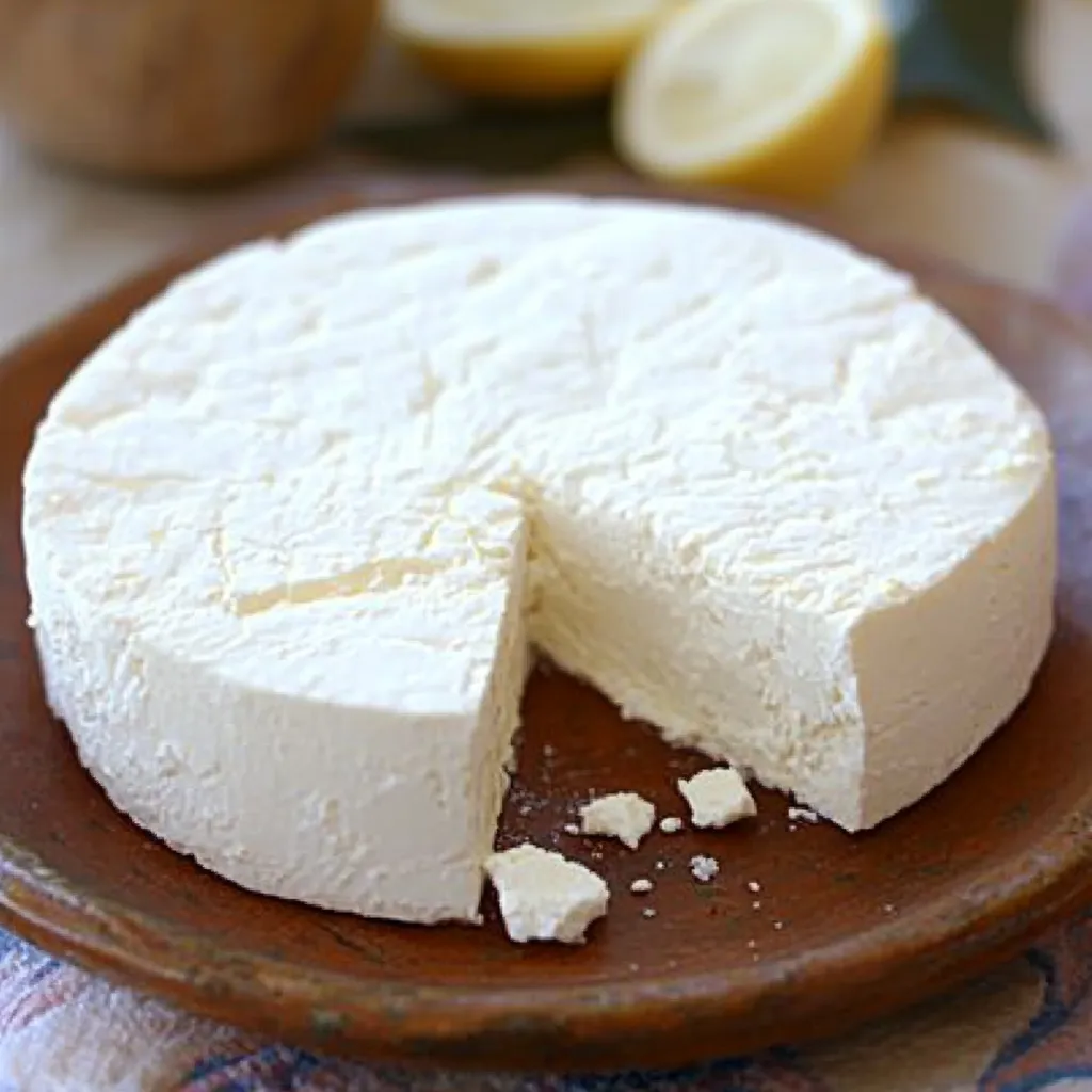 Queso fresco casero recién preparado en un plato.