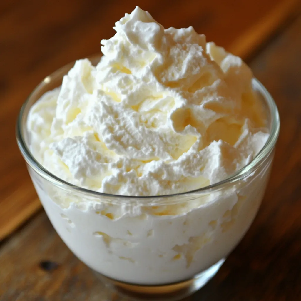 Crema batida casera con leche servida en un bol blanco lista para decorar postres.