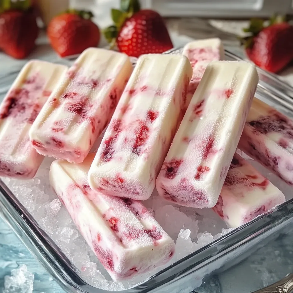 Postre de helado de fresa con trozos de fruta fresca