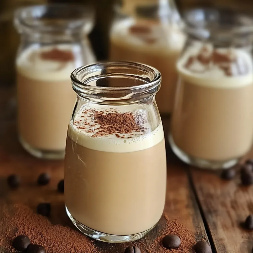 Licor de café Baileys casero servido en un vaso con hielo, con una textura cremosa y un color café intenso.