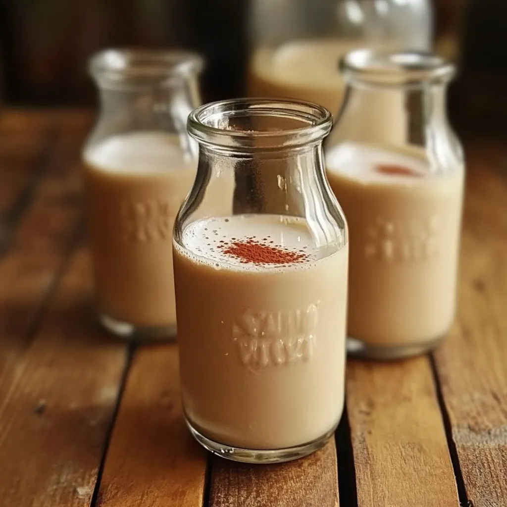 Licor de café Baileys casero servido en un vaso con hielo, con una textura cremosa y un color café intenso.