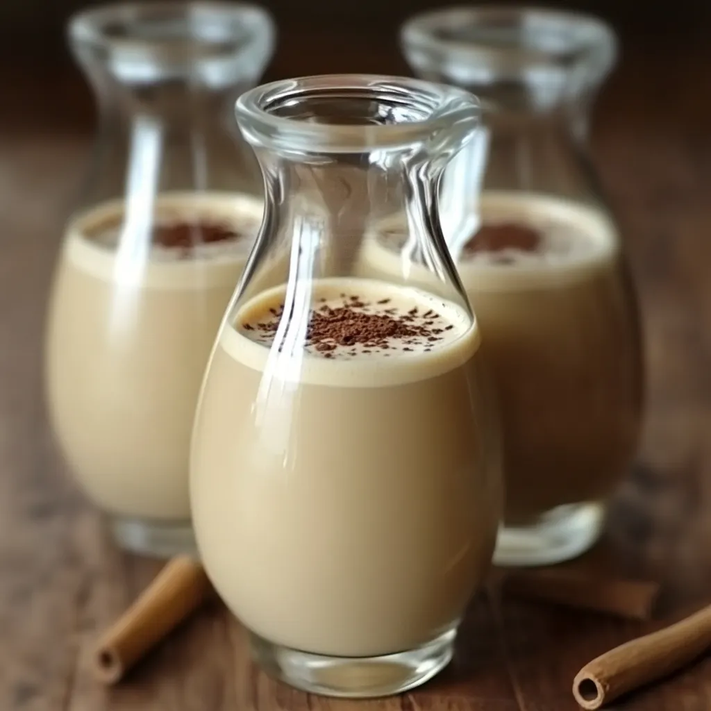 Licor de café casero servido en un vaso con hielo, con una textura cremosa y un tono café intenso.