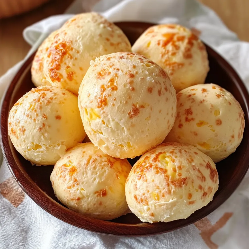 Pan de queso brasileño recién horneado sobre una bandeja, con un exterior dorado y textura suave.