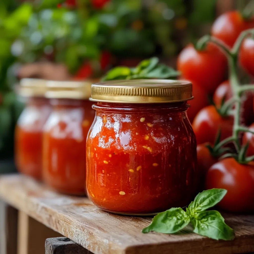 Tarros de conserva con pasta de tomate sellada al vacío