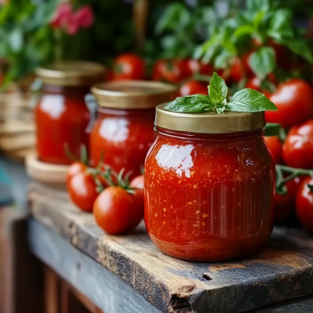 Olla con pasta de tomate reduciéndose a fuego lento