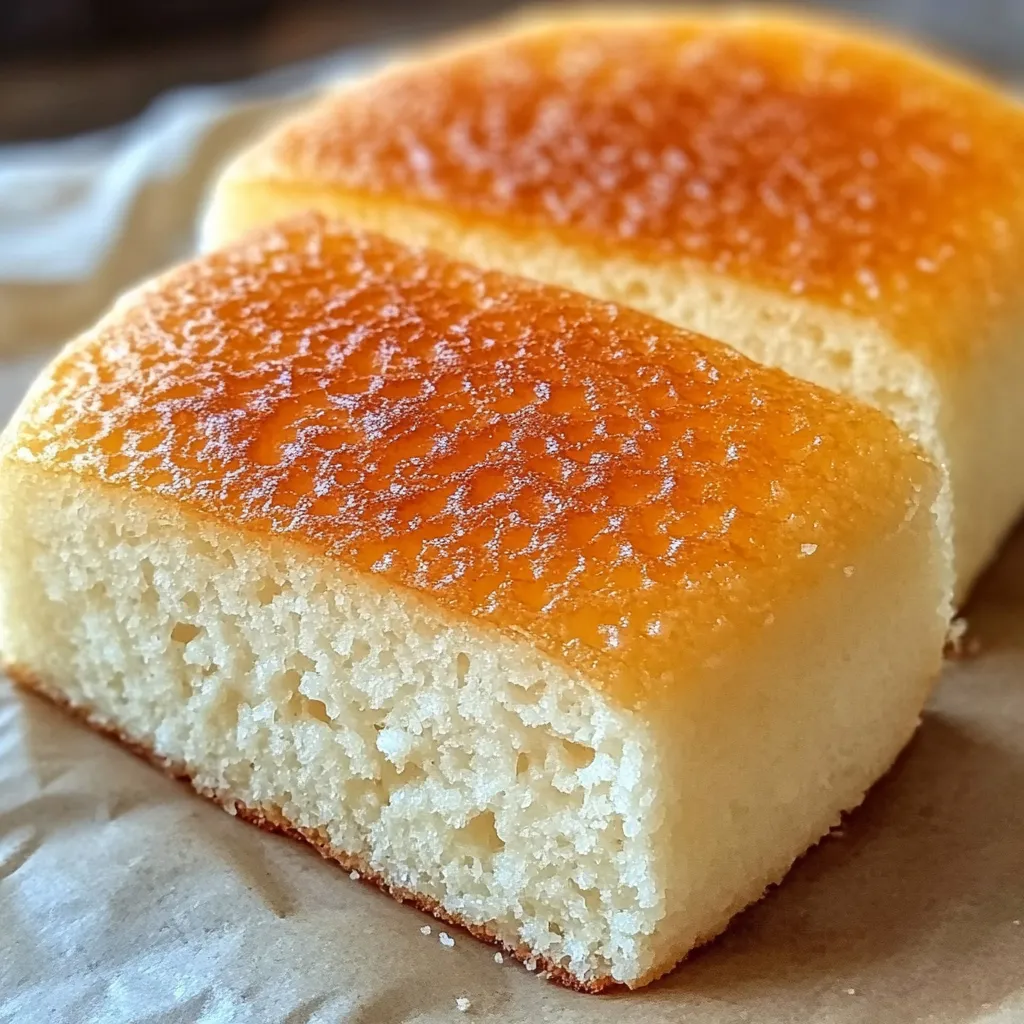Pan de arroz esponjoso sin horno servido en un plato.