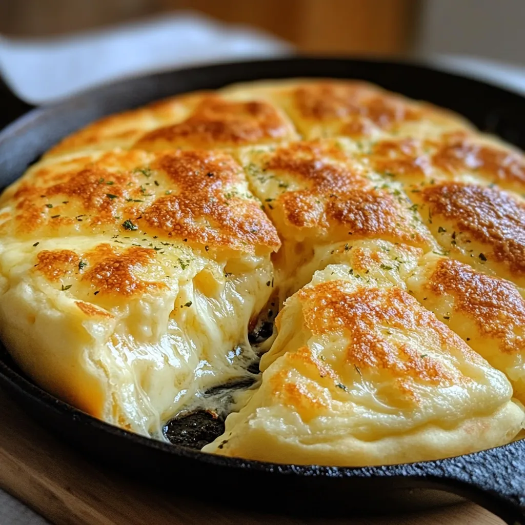 Pan de maicena con queso recién hecho en sartén, dorado y esponjoso.