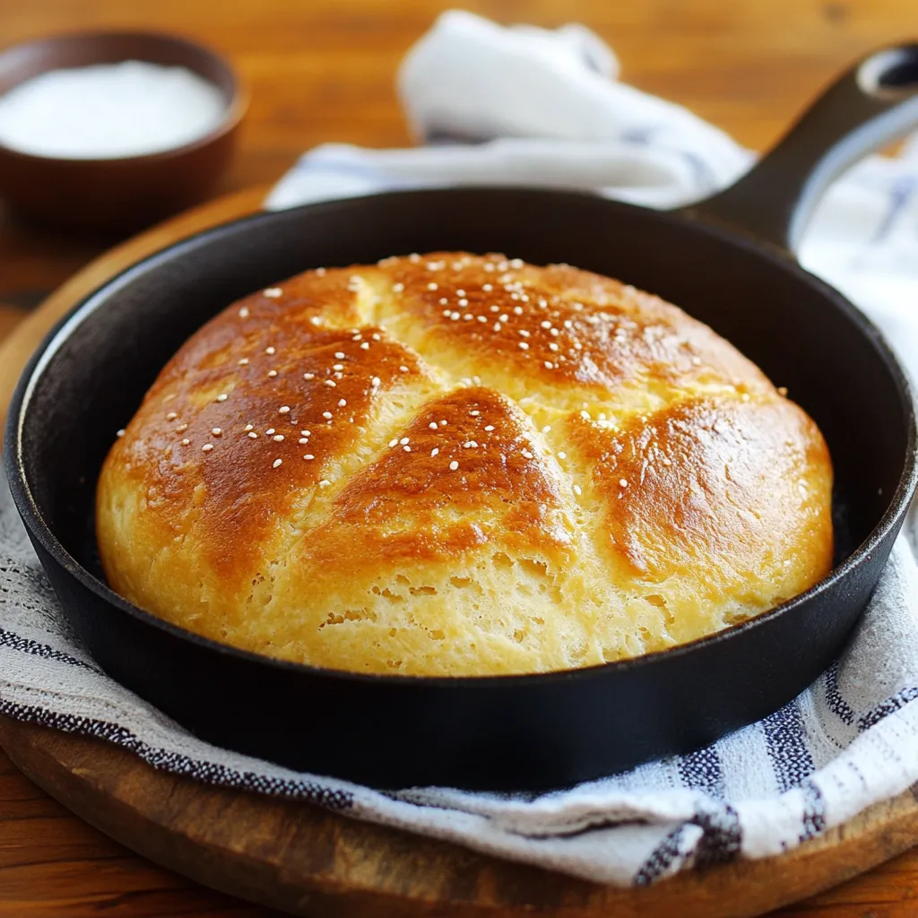 Pan de maicena en sartén recién cocinado y dorado sobre un plato.