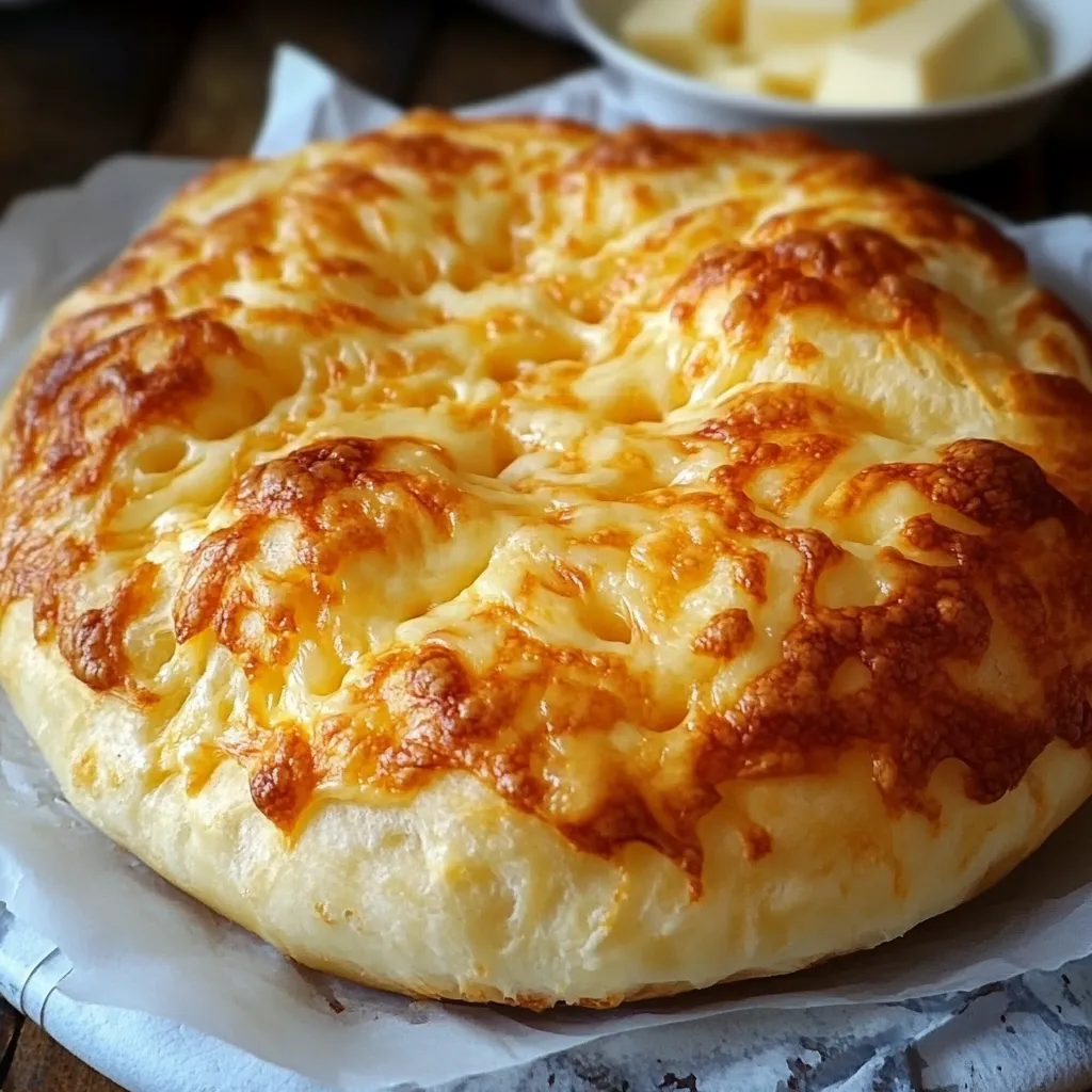 Pan de queso sin horno recién hecho en sartén, con una textura esponjosa.
