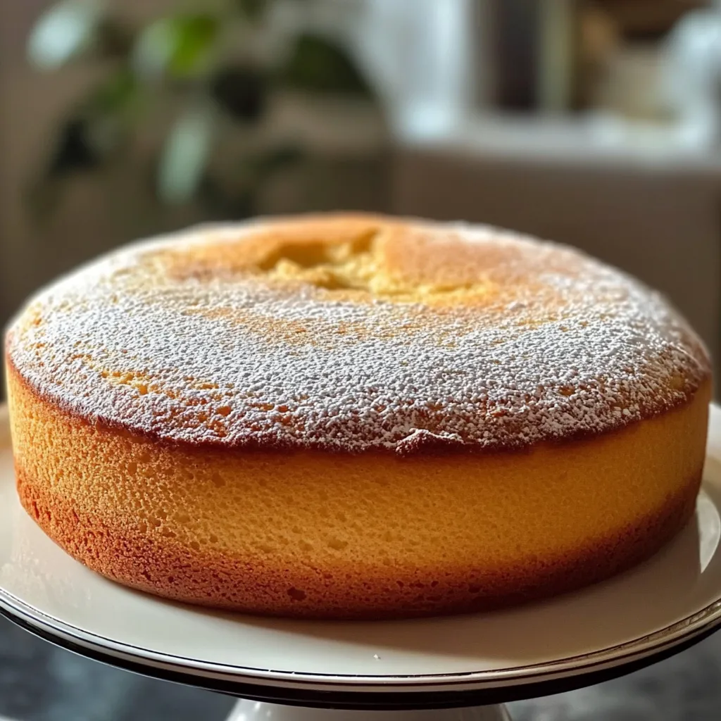 "Pastel Italiano de 12 Cucharadas recién horneado en un molde redondo" "Bizcocho italiano esponjoso servido con azúcar glass" "Corte de Pastel Italiano de 12 Cucharadas mostrando su textura suave"