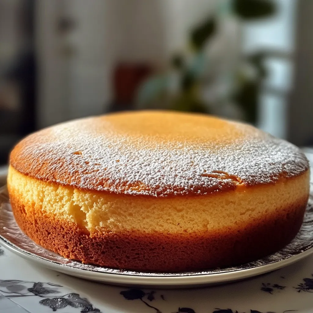 "Pastel Italiano de 12 Cucharadas recién horneado en un molde redondo" "Bizcocho italiano esponjoso servido con azúcar glass" "Corte de Pastel Italiano de 12 Cucharadas mostrando su textura suave"