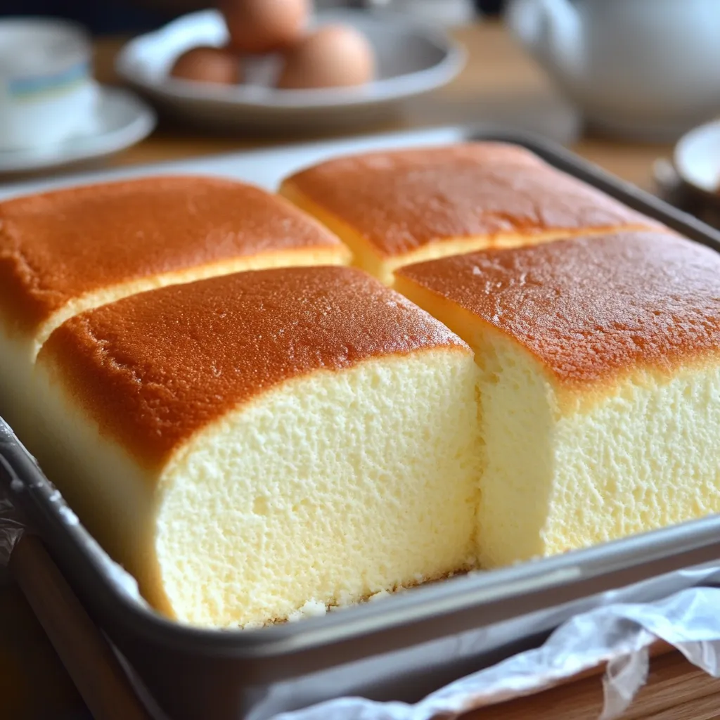 Pastel de algodón recién horneado con una textura esponjosa y dorada.