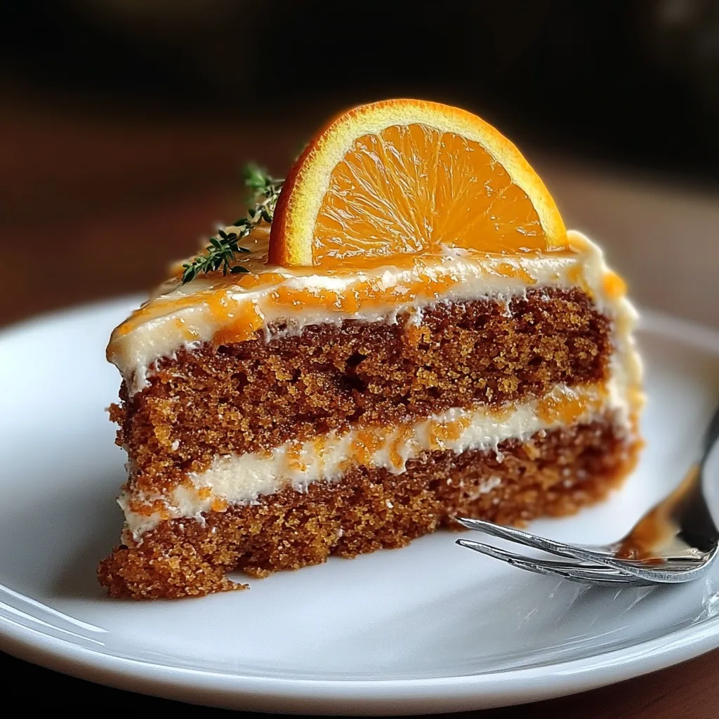 "Tarta saludable de zanahoria y naranja recién horneada, esponjosa y con un toque cítrico natural." "Rebanada de pastel de zanahoria y naranja con cobertura de yogur griego y frutos secos." "Ingredientes frescos para una tarta saludable de zanahoria y naranja, sin azúcar refinada."