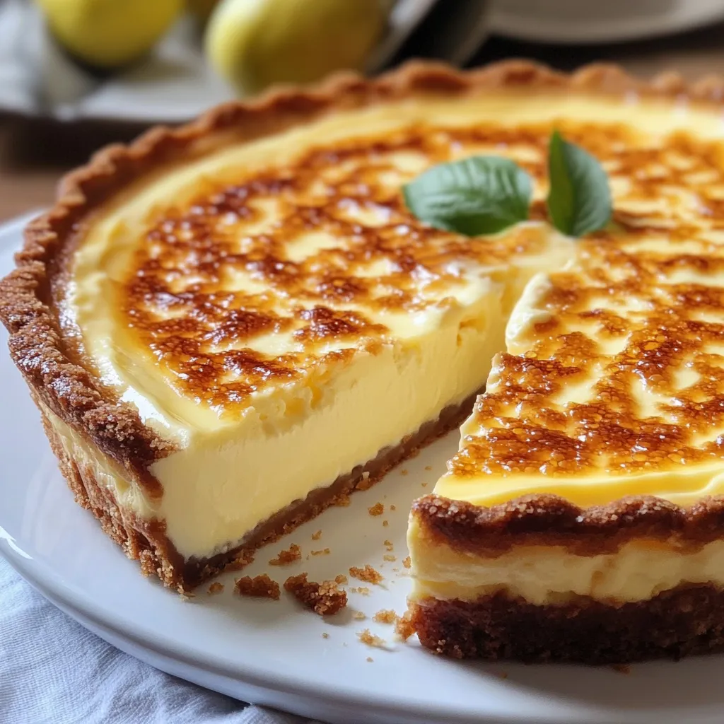 Tarta de queso y yogur recién hecha, con textura cremosa y decorada con mermelada de frutos rojos.