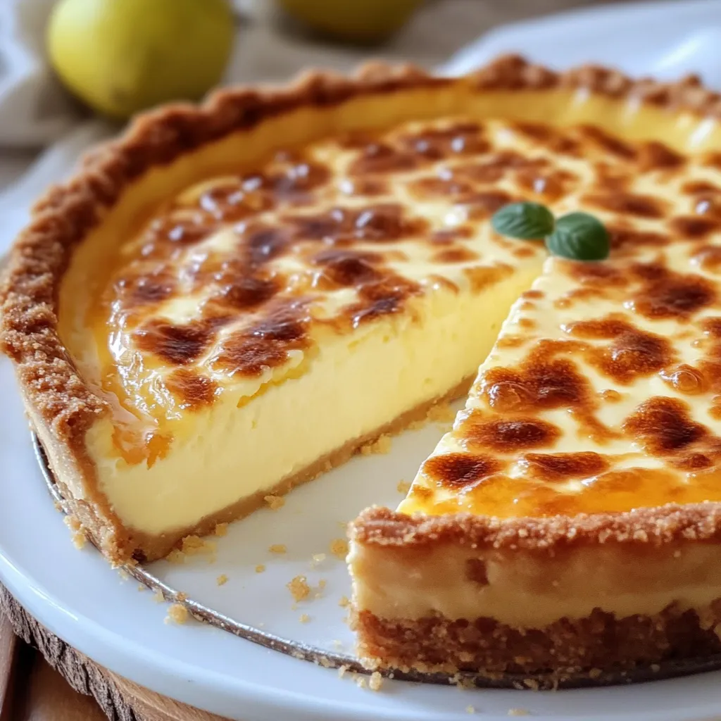 Tarta de queso y yogur recién hecha, con textura cremosa y decorada con mermelada de frutos rojos.