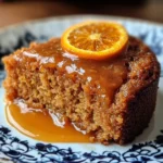 Tarta de zanahoria y naranja sin harina ni azúcar, decorada con ralladura de naranja sobre un plato de cerámica blanca.