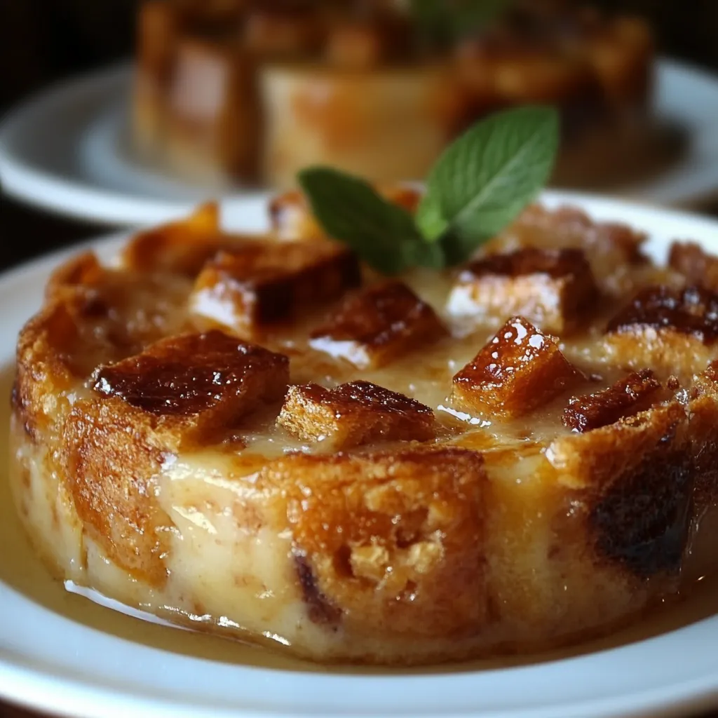 Budín puertorriqueño de pan recién desmoldado con caramelo brillante y textura cremosa.