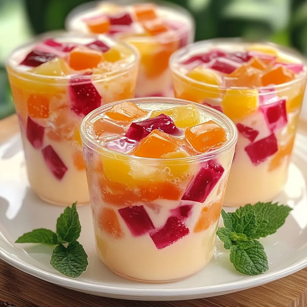 Gelatina de Mosaico servida en un plato con colores vibrantes