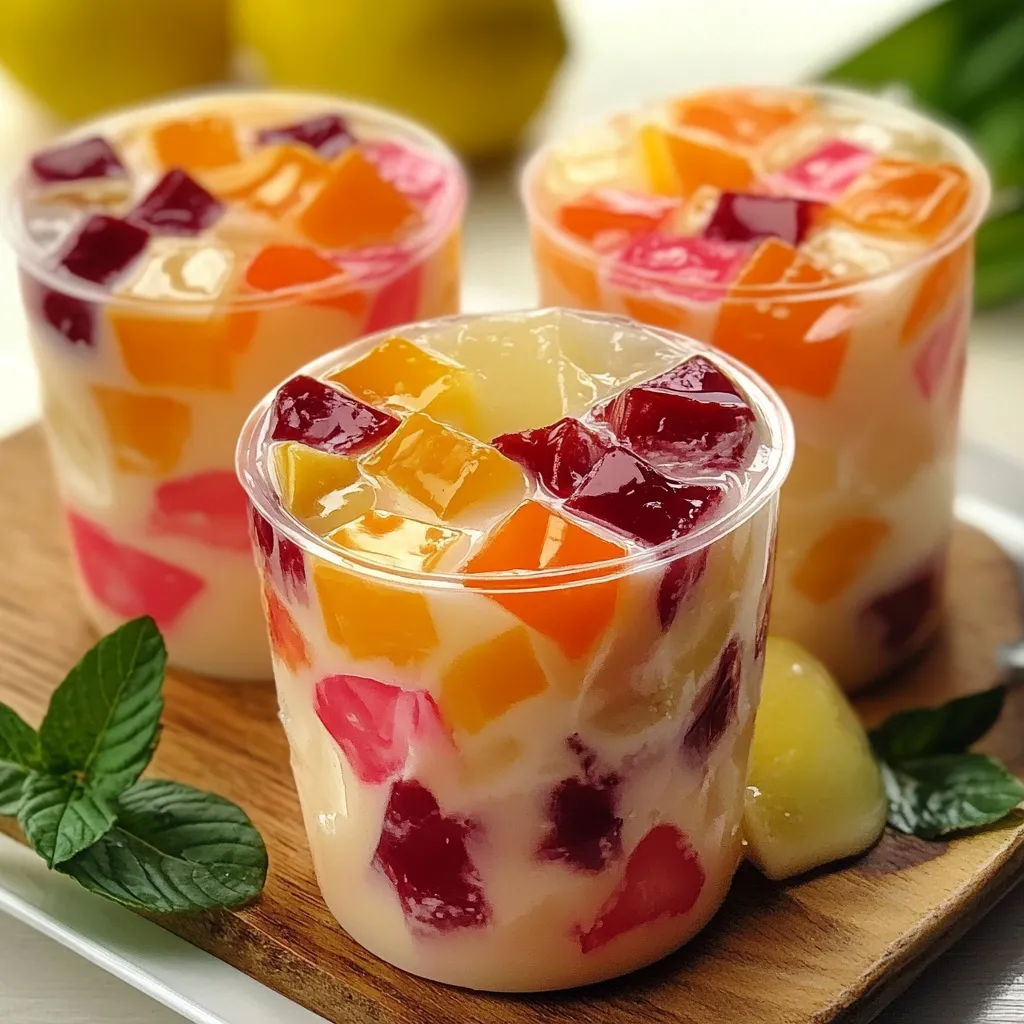 Gelatina de Mosaico servida en un plato con colores vibrantes