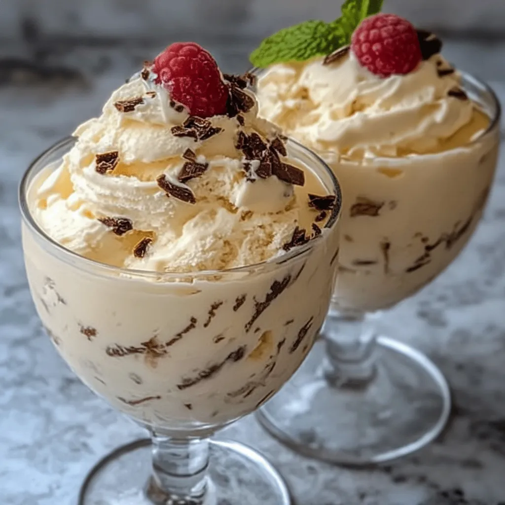 Helado casero de leche condensada servido en un bol con frutos secos y sirope de caramelo.