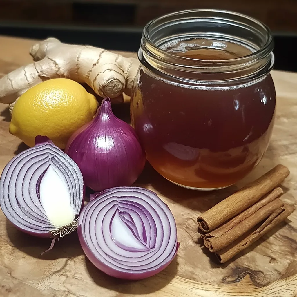 Infusión de cebolla, ajo y jengibre con canela servida en una taza caliente.