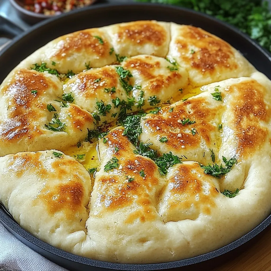Pan Turco Casero (Bazlama) recién hecho en sartén, con una textura dorada y esponjosa, servido con queso y miel.