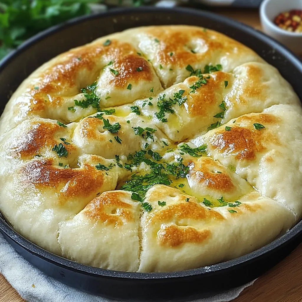 Pan Turco Casero (Bazlama) recién hecho en sartén, con una textura dorada y esponjosa, servido con queso y miel.
