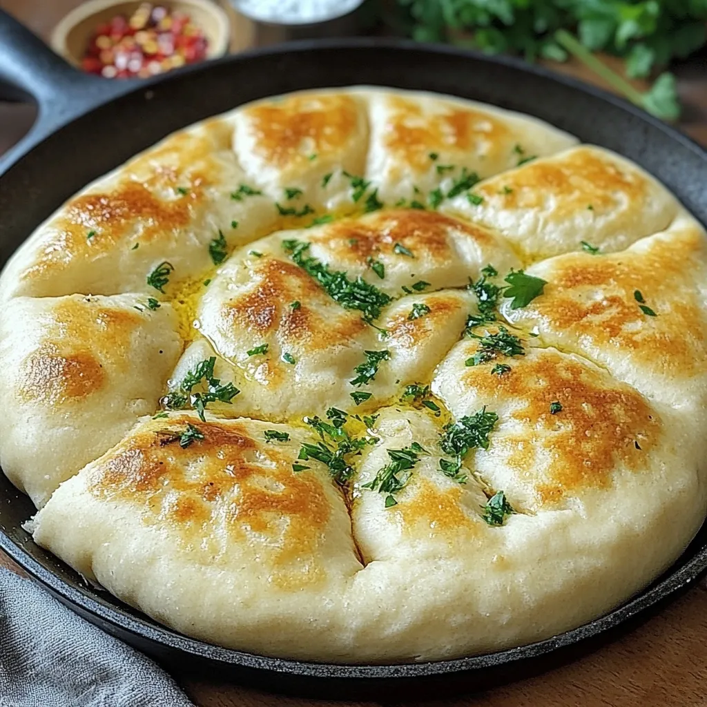 Pan Turco Casero (Bazlama) recién hecho en sartén, con una textura dorada y esponjosa, servido con queso y miel.