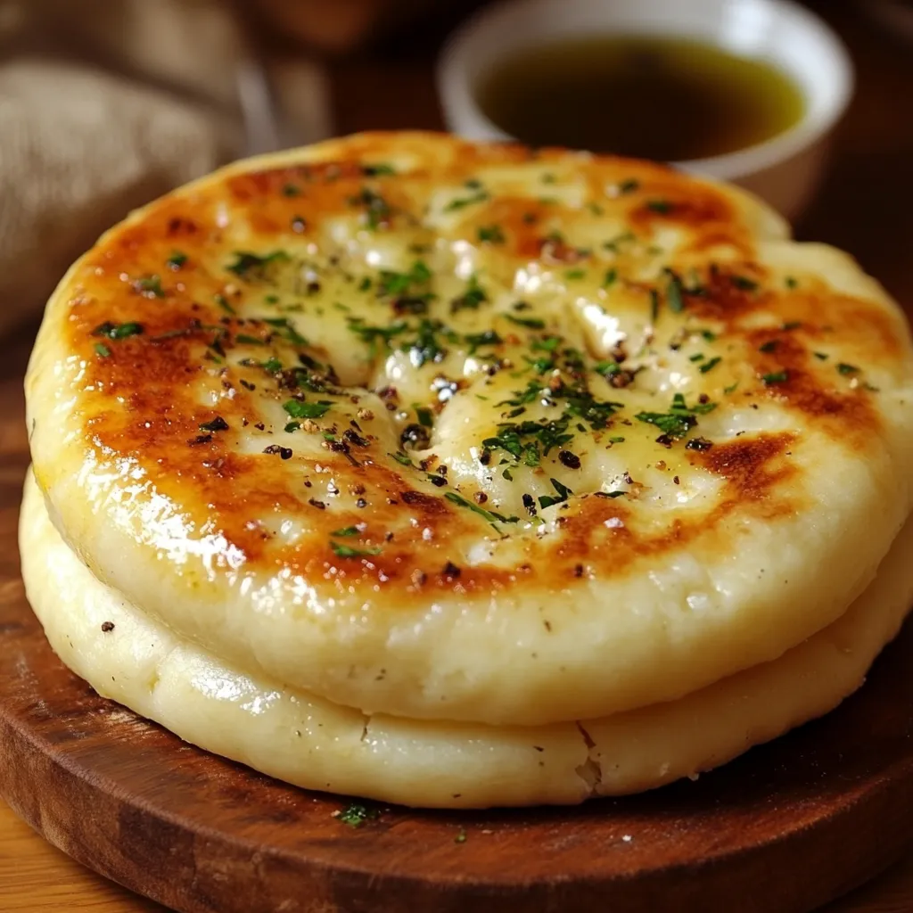 Pan turco con leche recién hecho en sartén, con una textura esponjosa y dorada.
