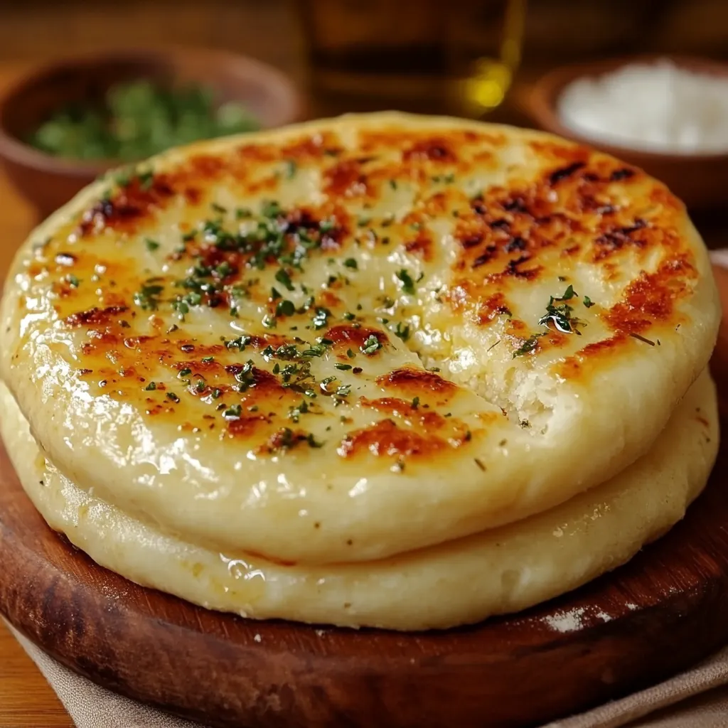 Pan turco con leche recién hecho en sartén, con una textura esponjosa y dorada.