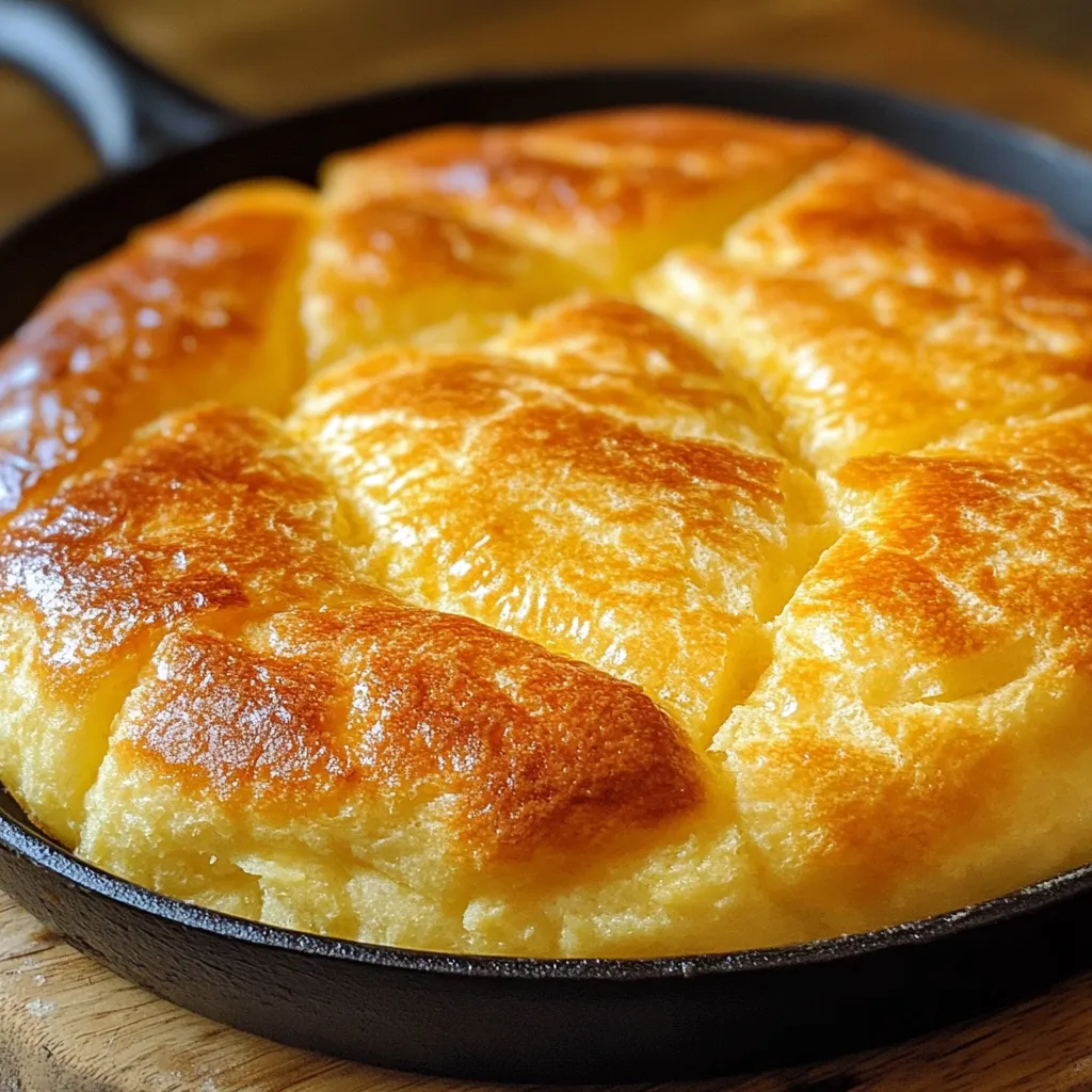 Pan de maicena esponjoso y dorado cocinado en sartén